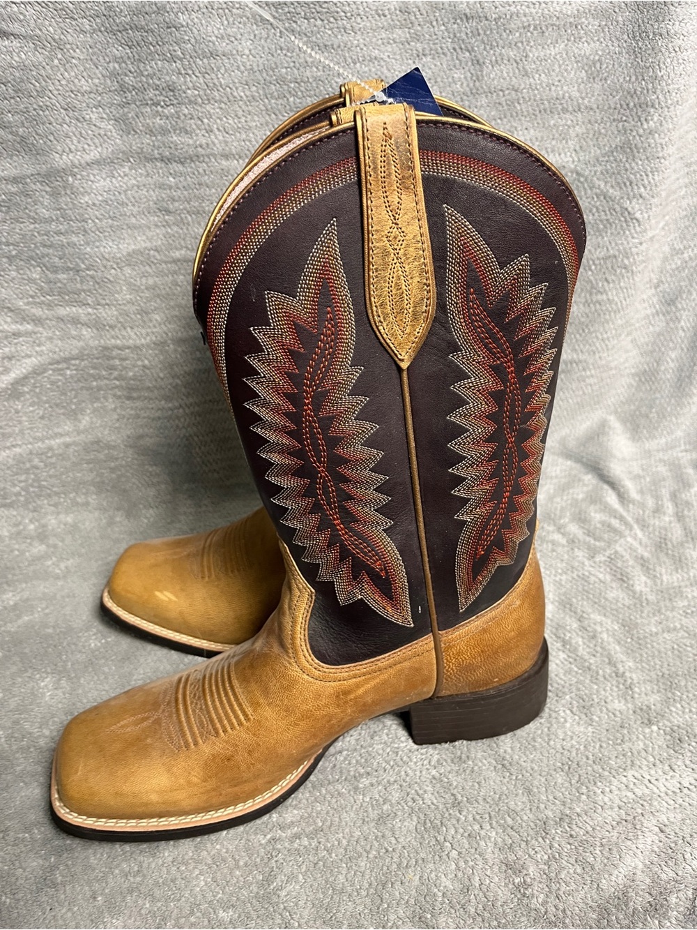 NEW Ariat QuickDraw tan and shadow purple cowboy boots women’s 9 - Picture 4 of 8